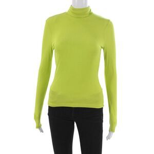 Sen Women Basic Turtleneck Long Sleeve T-Shirt Green Micro Modal Size 1
